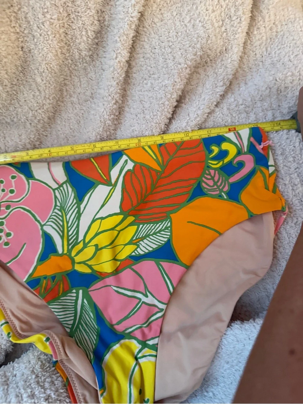 J. Crew women's Floral Bandeau Bikini in Blue, Orange & Yellow, no size tag,guc